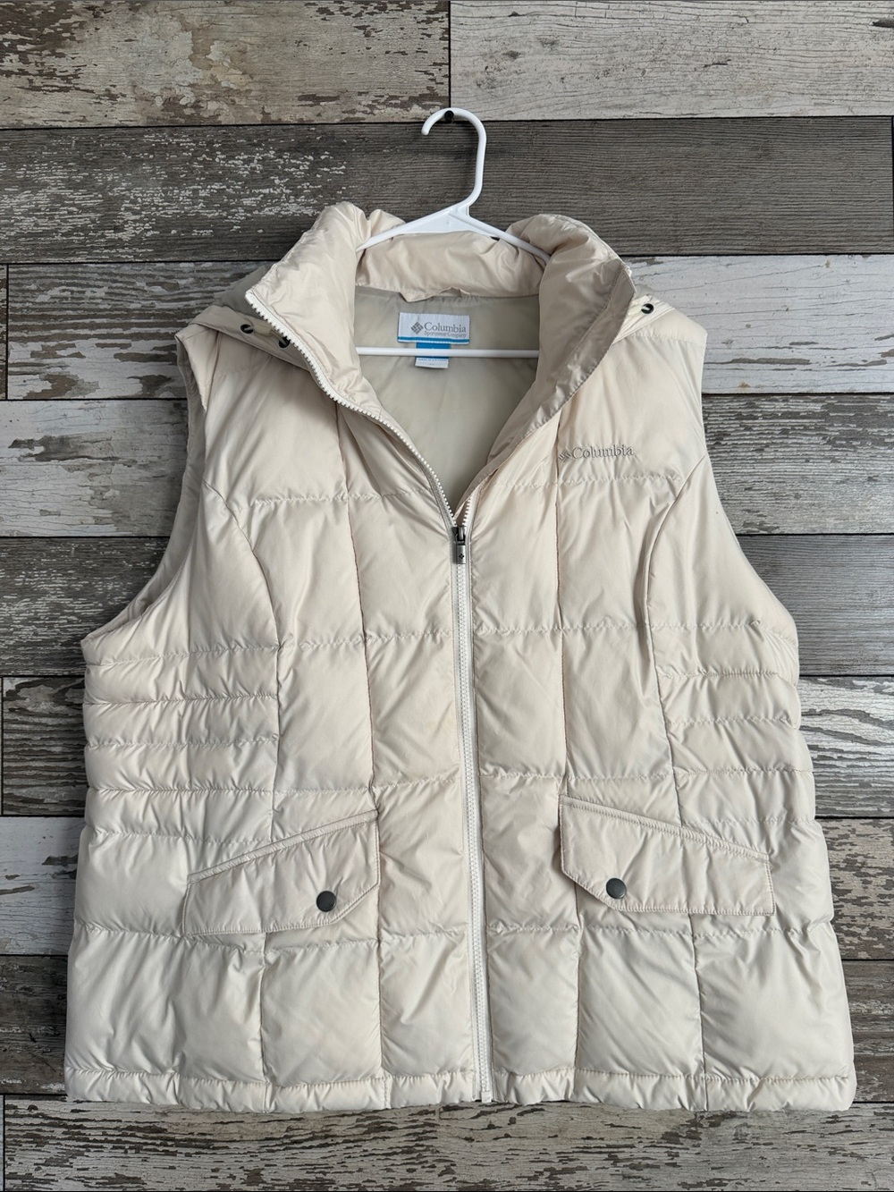 Columbia Women's Cream Quilted Puffer Vest with Stand Collar